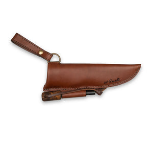 Roselli Leather sheath with metal spring for hunting knife or Heimo 4 with a fire steel