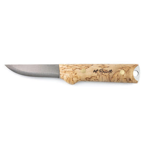 Roselli's Finnish handmade full tang knife made of UHC steel and curly birch handle. 