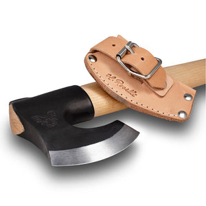 Handmade Finnish outdoor axe from Roselli with a long handle comes with a handmade leather sheath