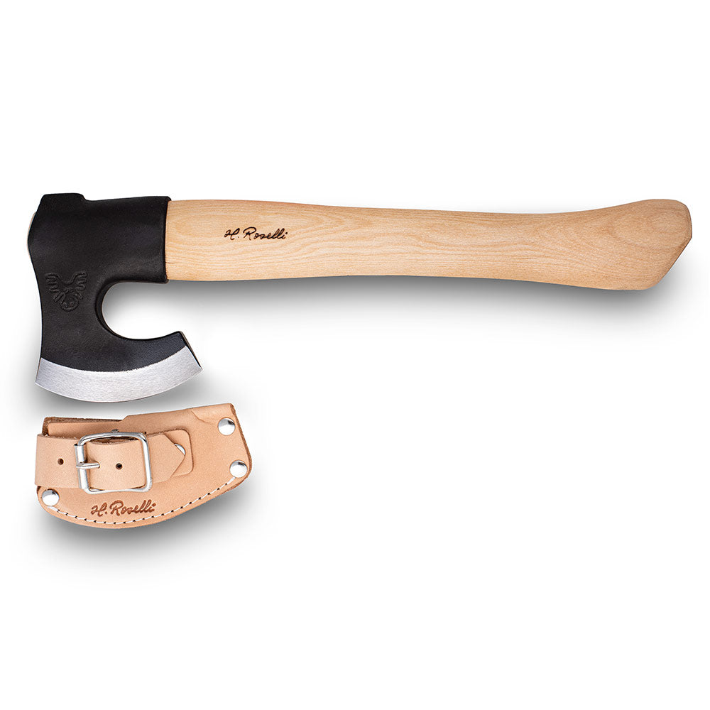 Outdoor Axe with Short Handle | Birch & Leather Case | Roselli Finland